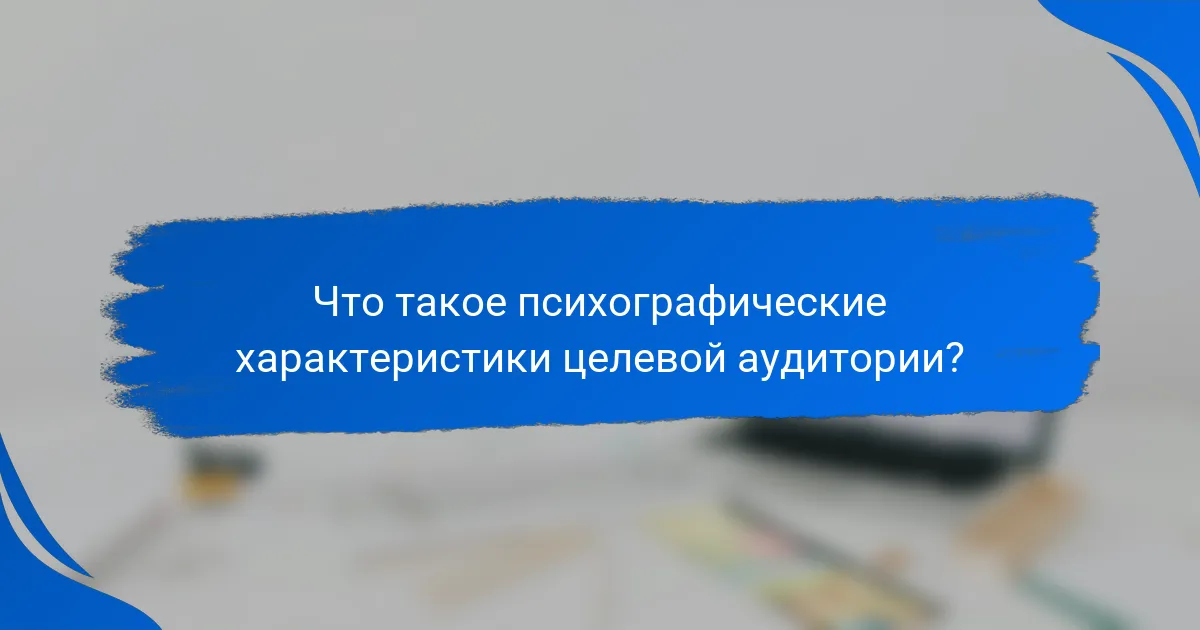 Что такое психографические характеристики целевой аудитории?