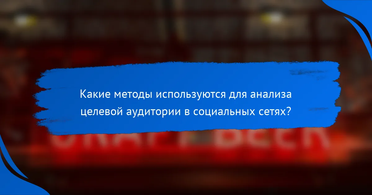 Какие методы используются для анализа целевой аудитории в социальных сетях?
