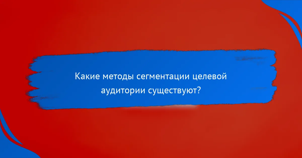Какие методы сегментации целевой аудитории существуют?
