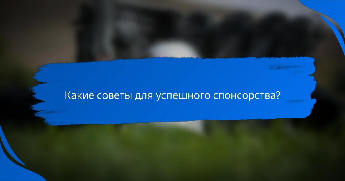 Какие советы для успешного спонсорства?